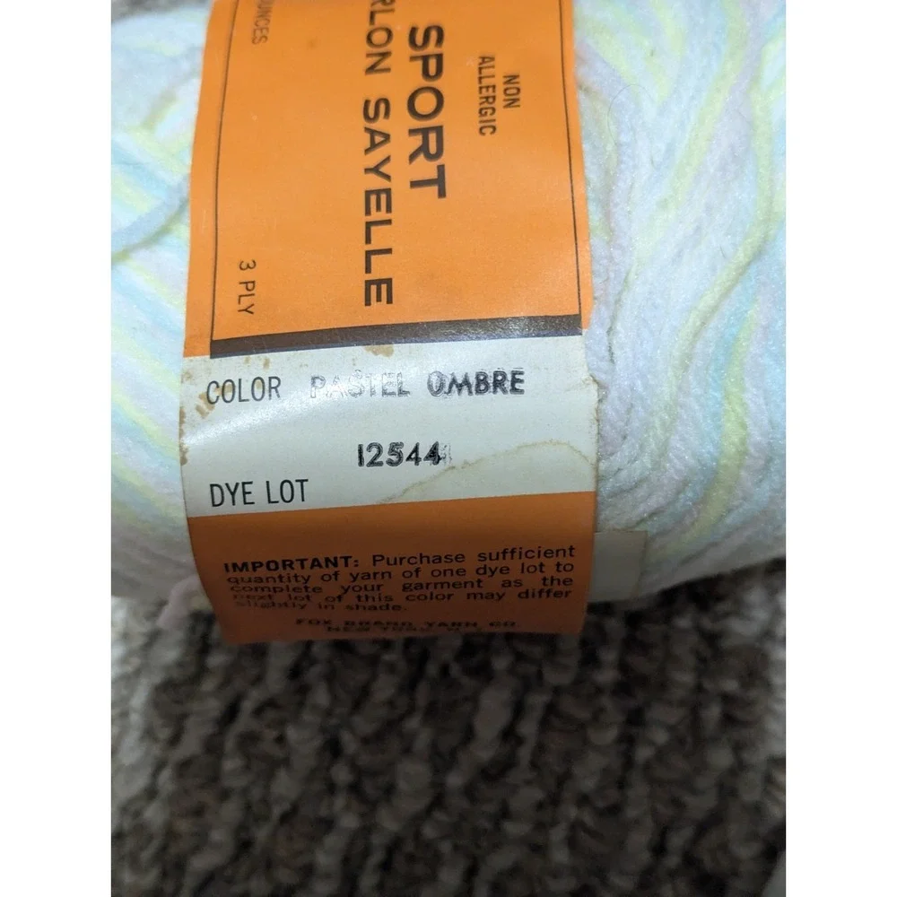 4 lot Vintage‎ Fox Brand Yarn Sport Orlon Sayelle Pastel Ombre crochet knitting
